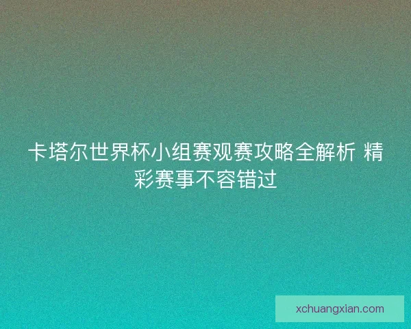 卡塔尔世界杯小组赛观赛攻略全解析 精彩赛事不容错过