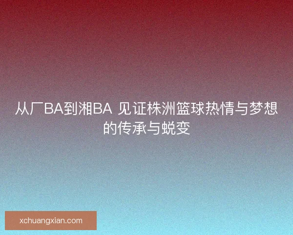 从厂BA到湘BA 见证株洲篮球热情与梦想的传承与蜕变